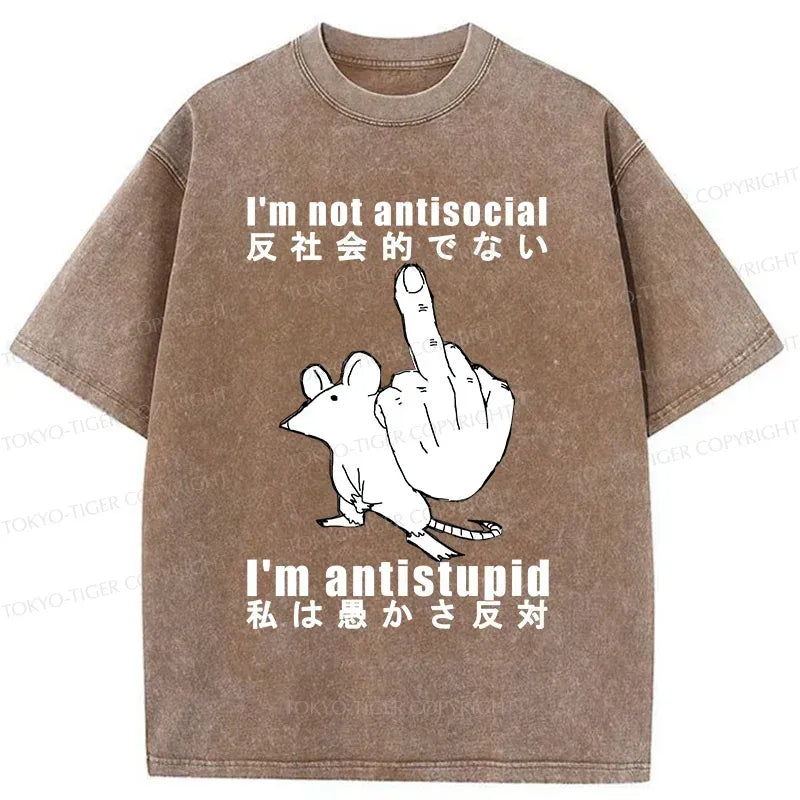 Kyoto-Lion Anti-stupid Mouse Washed T-Shirt