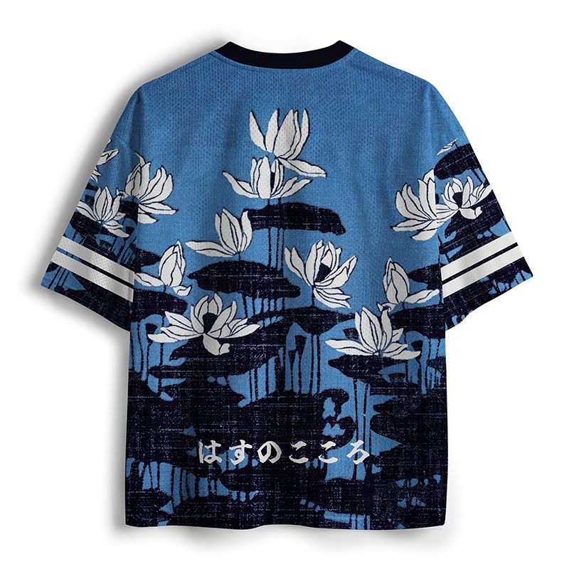 Unisex mesh jersey with lotus print