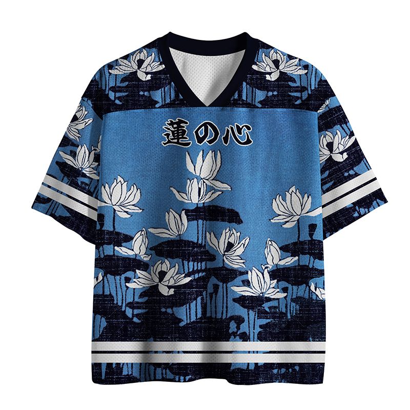 Unisex mesh jersey with lotus print