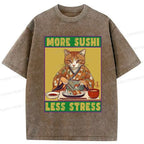 Japanese Vintage Washed T-Shirt for Daily Wear