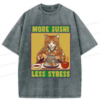 Kyoto-Lion More Sushi Less Stress Washed T-Shirt