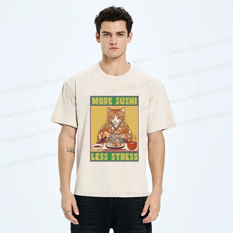 Kyoto-Lion More Sushi Less Stress Washed T-Shirt