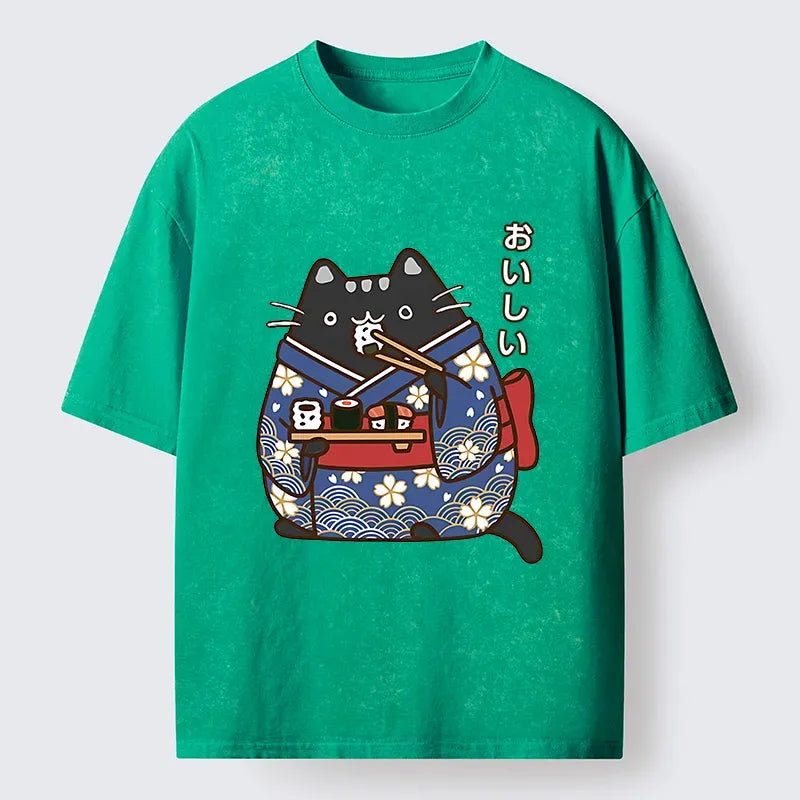 Japanese Geisha Cat T-Shirt for Daily Wear