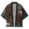 Japanese Kimono Cardigan with Cranes and Blooms