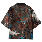Kyoto-Lion Cranes And Blooms Kimono Cardigan