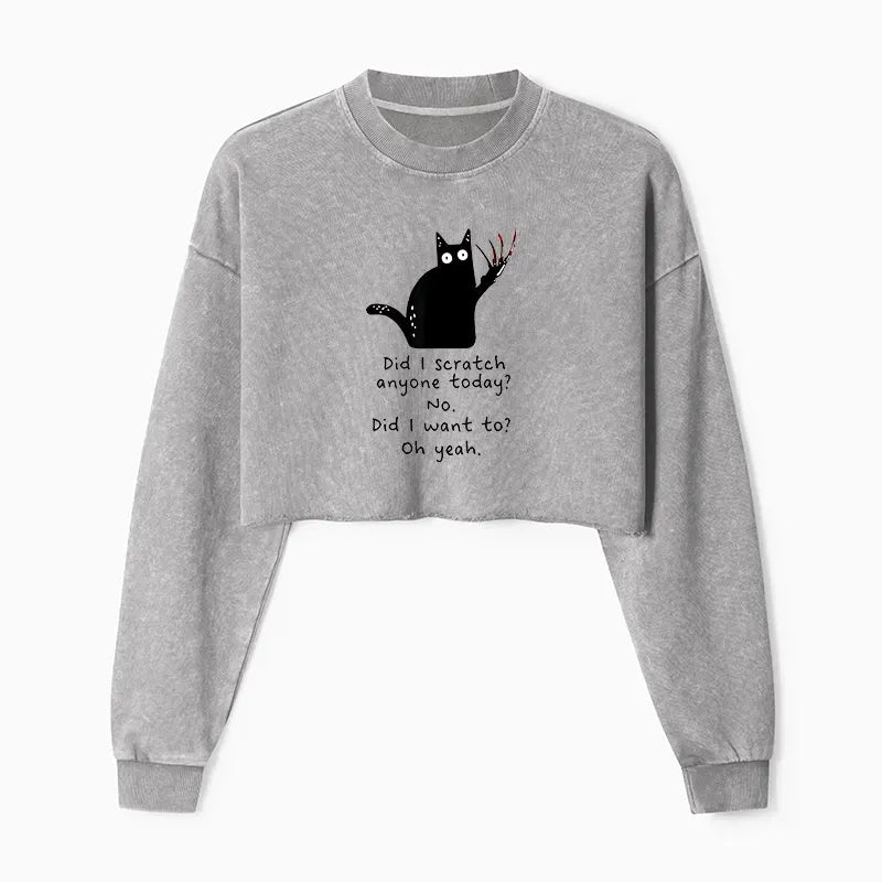 Japanese Washed Crop Sweatshirt for Women