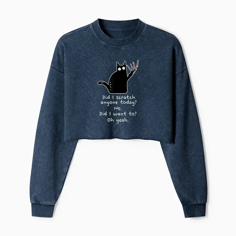 Japanese Washed Crop Sweatshirt for Women