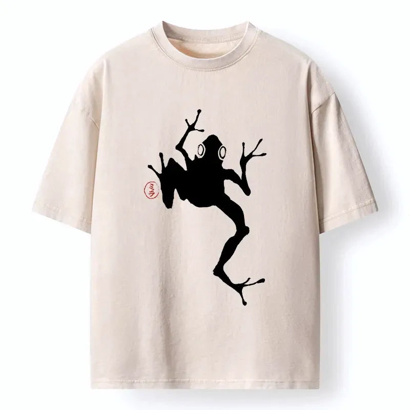 vintage ink wash frog tee for summer