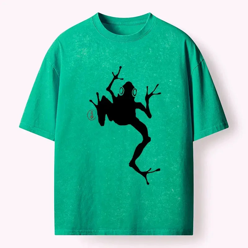 washed unisex t-shirt with frog design