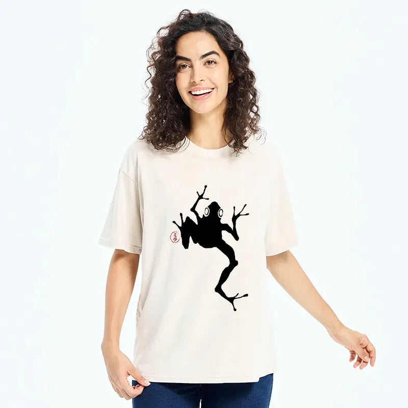 vintage ink wash frog tee for summer