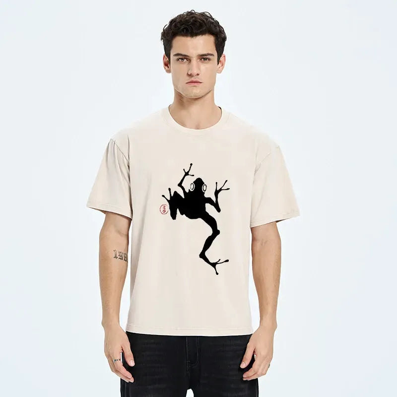 washed unisex t-shirt with frog design