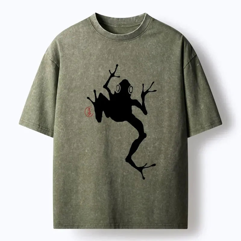 washed unisex t-shirt with frog design