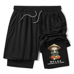 Kyoto-Lion Zen Relax Cat Graphic Training Shorts