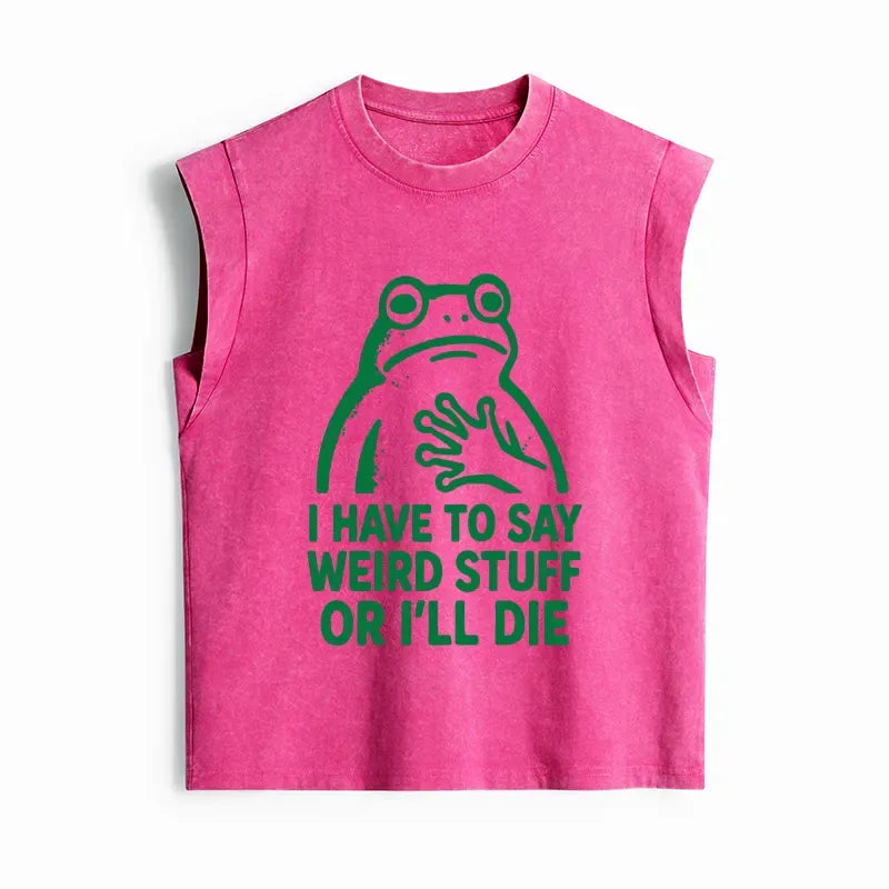 Kyoto-Lion Weird Frog Funny Meme Women's Washed Tank Tops