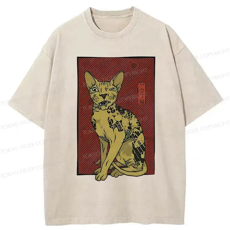 Kyoto-Lion Japanese Hairless Cat Washed T-Shirt