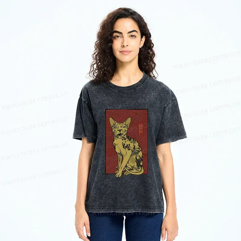 Japanese cat t-shirt for daily wear