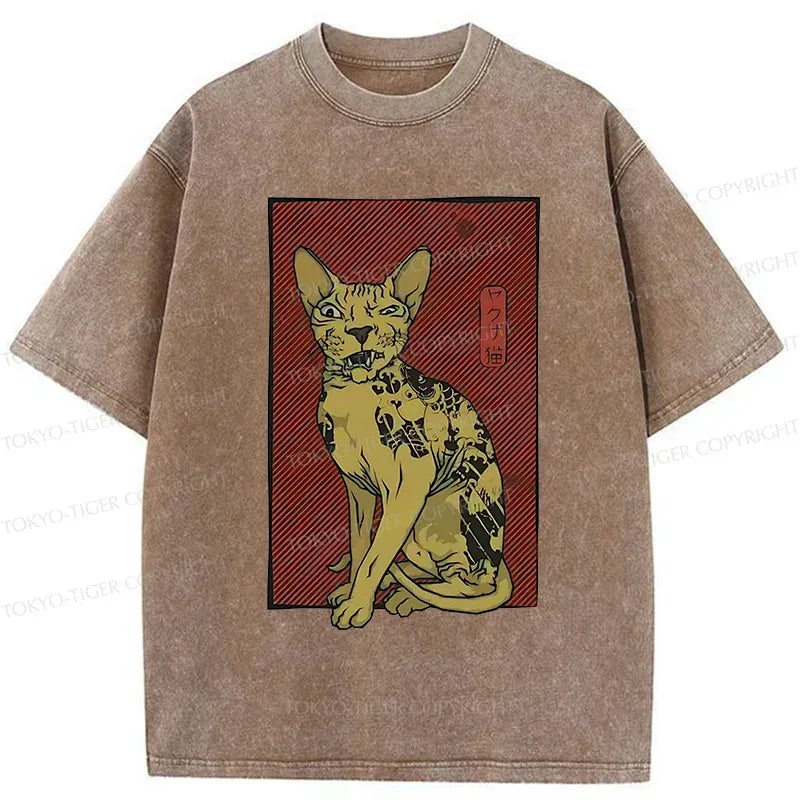 Kyoto-Lion Japanese Hairless Cat Washed T-Shirt