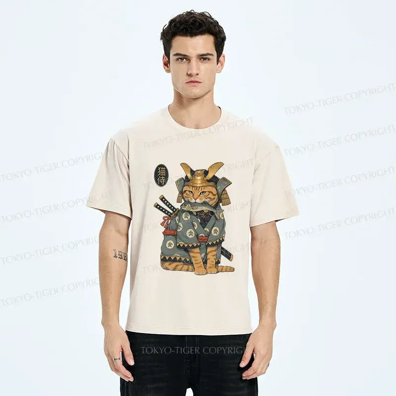 Japanese cat washed t-shirt on sale