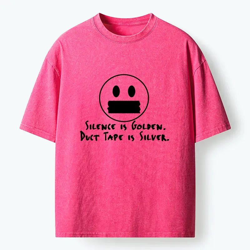 Kyoto-Lion Duct Tape Is Silver Washed T-Shirt