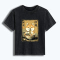 Kyoto-Lion Happy Shiba Eating Ramen Women's Washed T-shirt