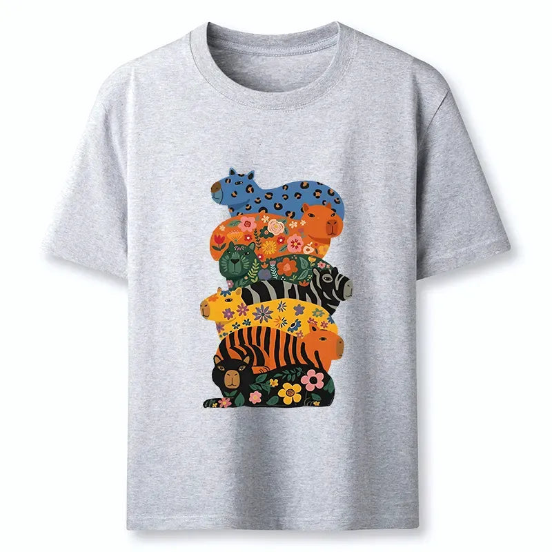 Cute Colorful Capybara T-Shirt for Summer