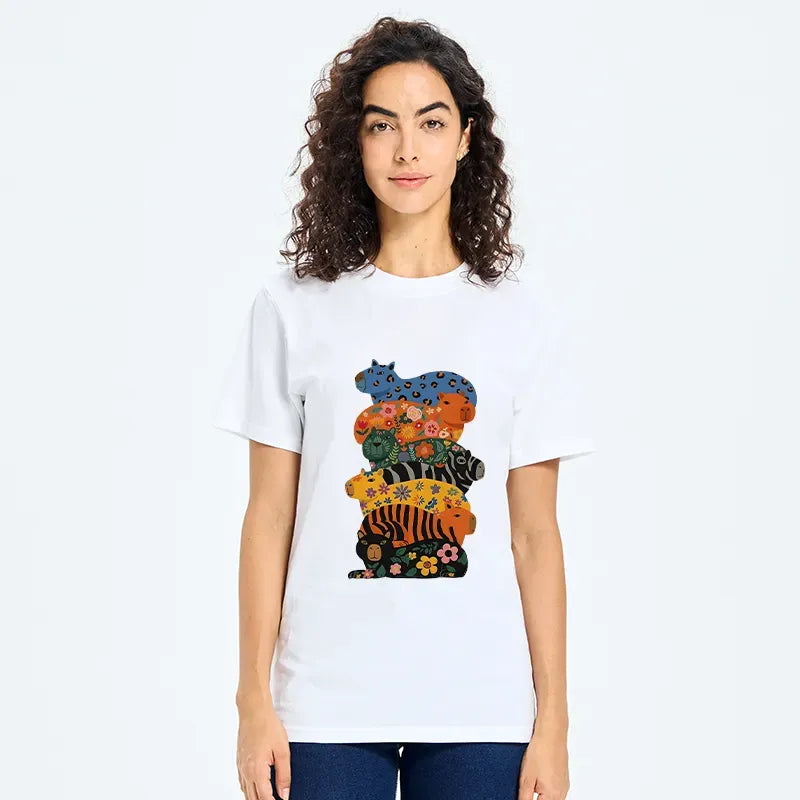 Cute Colorful Capybara T-Shirt for Summer