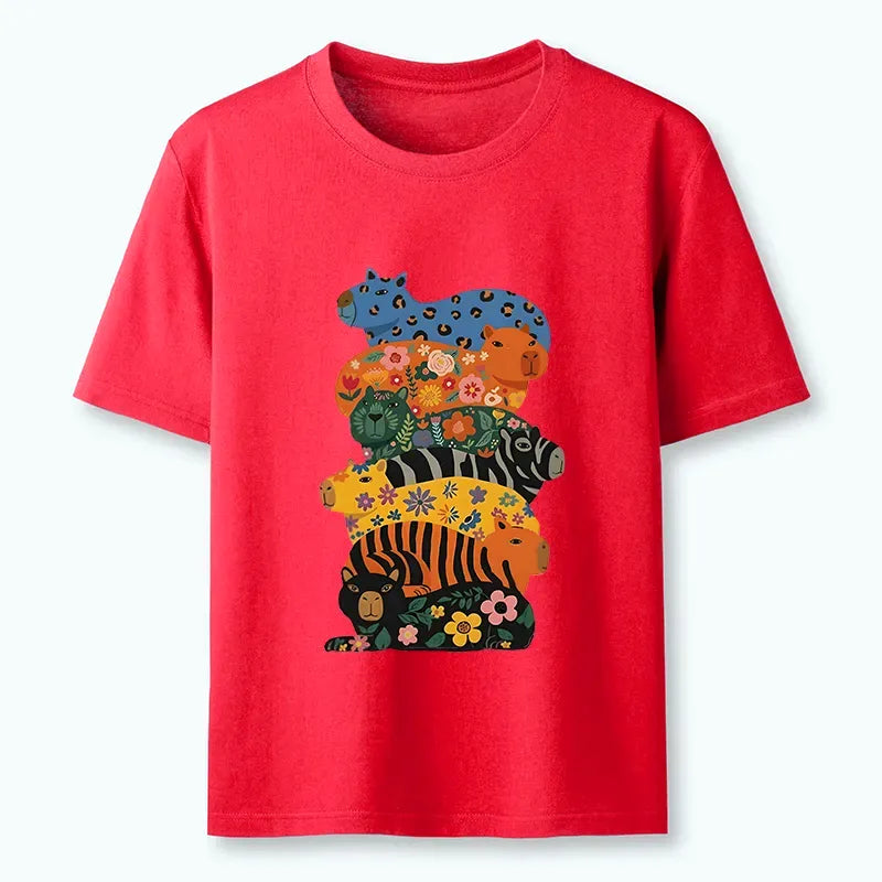 Cute Colorful Capybara T-Shirt for Summer
