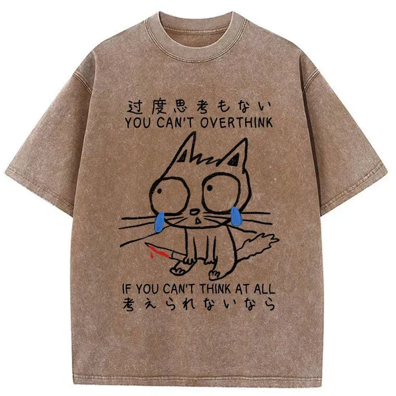 Kyoto-Lion Cat With Bad Memory Washed T-Shirt