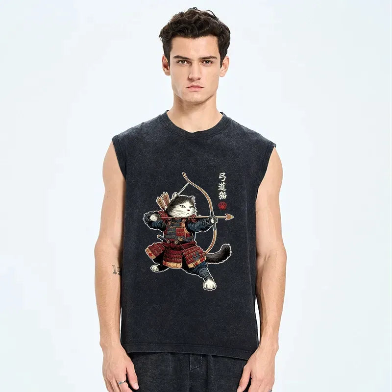 Kyudo Samurai Cat Unisex Tank Top