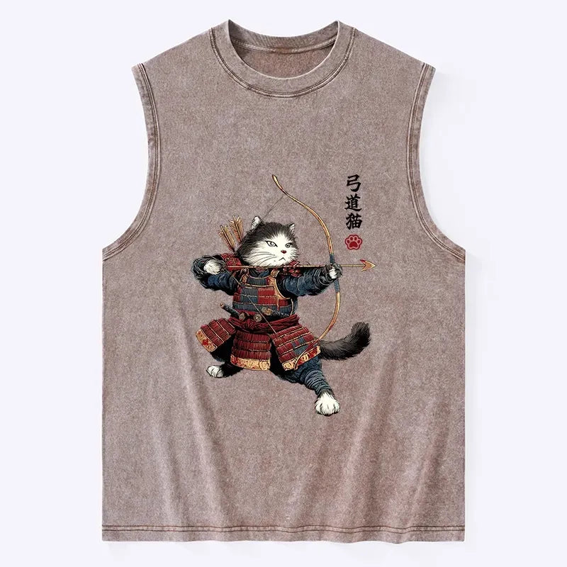Kyoto-Lion Kyudo Samurai Cat Washed Tank