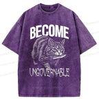 Funny Cat Washed T-Shirt for Everyday