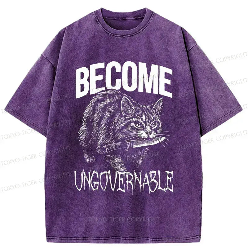 Funny Cat Washed T-Shirt for Everyday