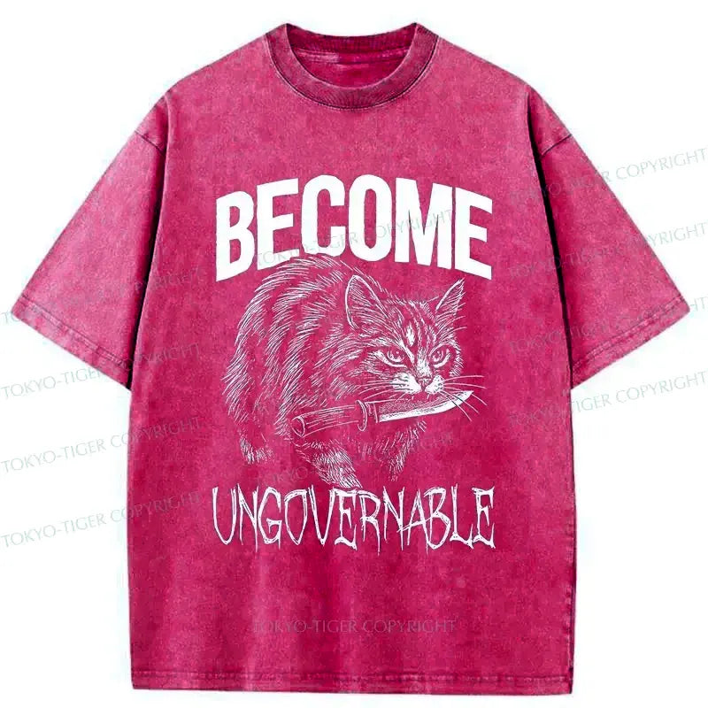 Funny Cat Washed T-Shirt for Everyday
