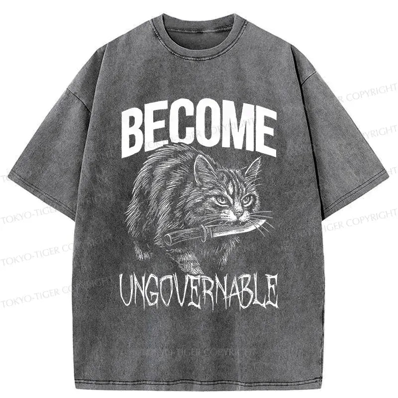 Funny Cat Washed T-Shirt for Everyday