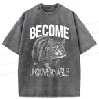 Funny Cat Washed T-Shirt for Everyday