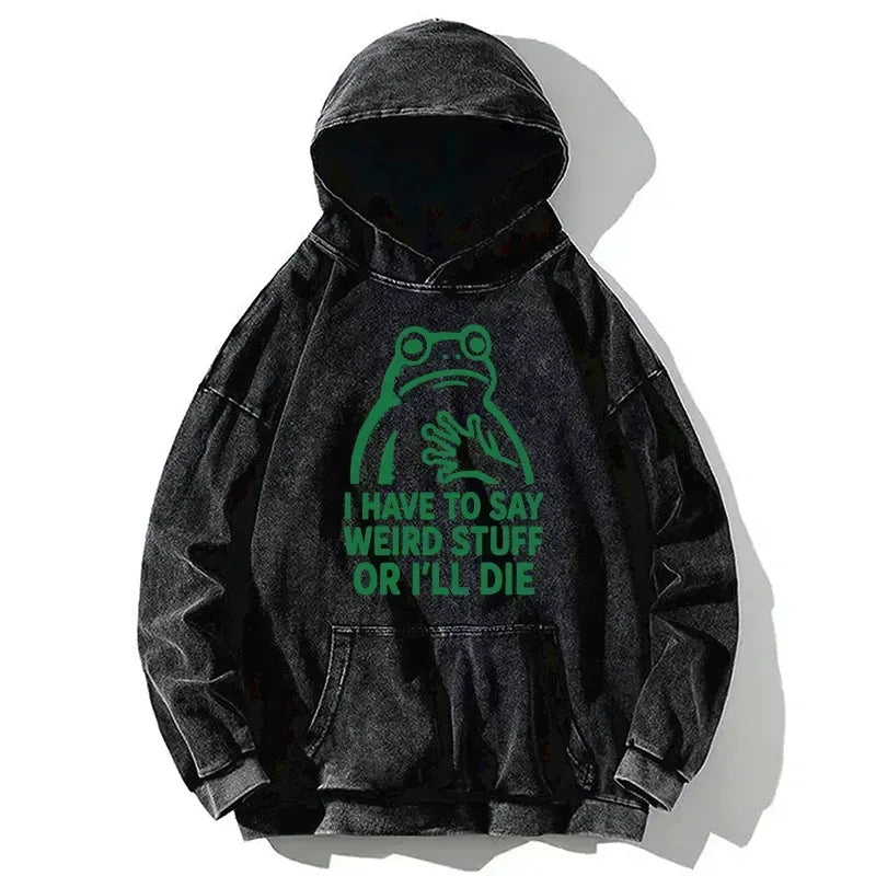 Kyoto-Lion Weird Frog Funny Meme Washed Hoodie