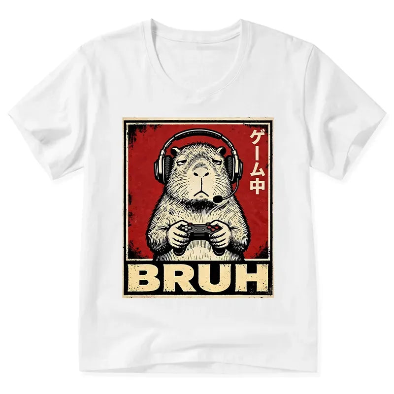 Funny Capybara Playing Games V-Neck T-Shirt