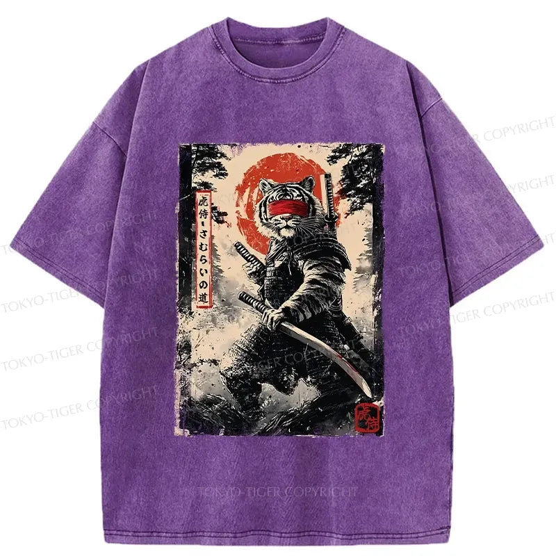 retro samurai tiger t-shirt for streetwear