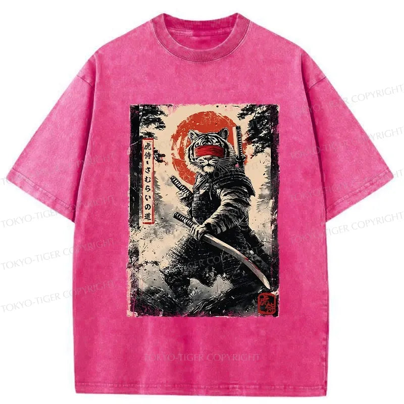 retro samurai tiger t-shirt for streetwear
