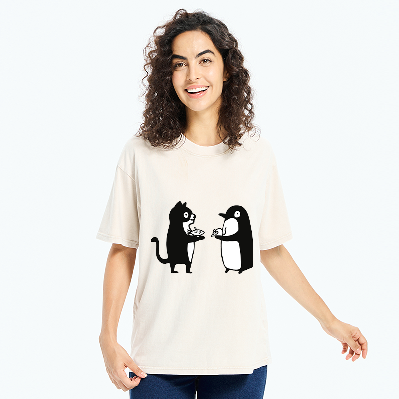 Funny Japanese Washed T-Shirt for Daily Wear