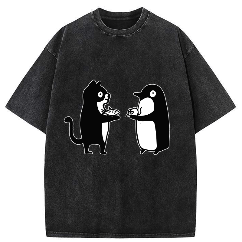 Funny Japanese Washed T-Shirt for Daily Wear