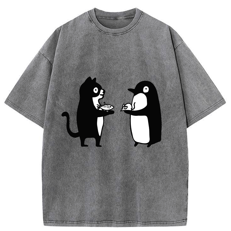 Funny Japanese Washed T-Shirt for Daily Wear