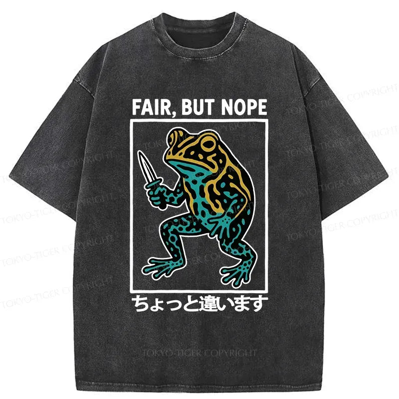 Japanese Frog Washed T-Shirt for Daily Wear