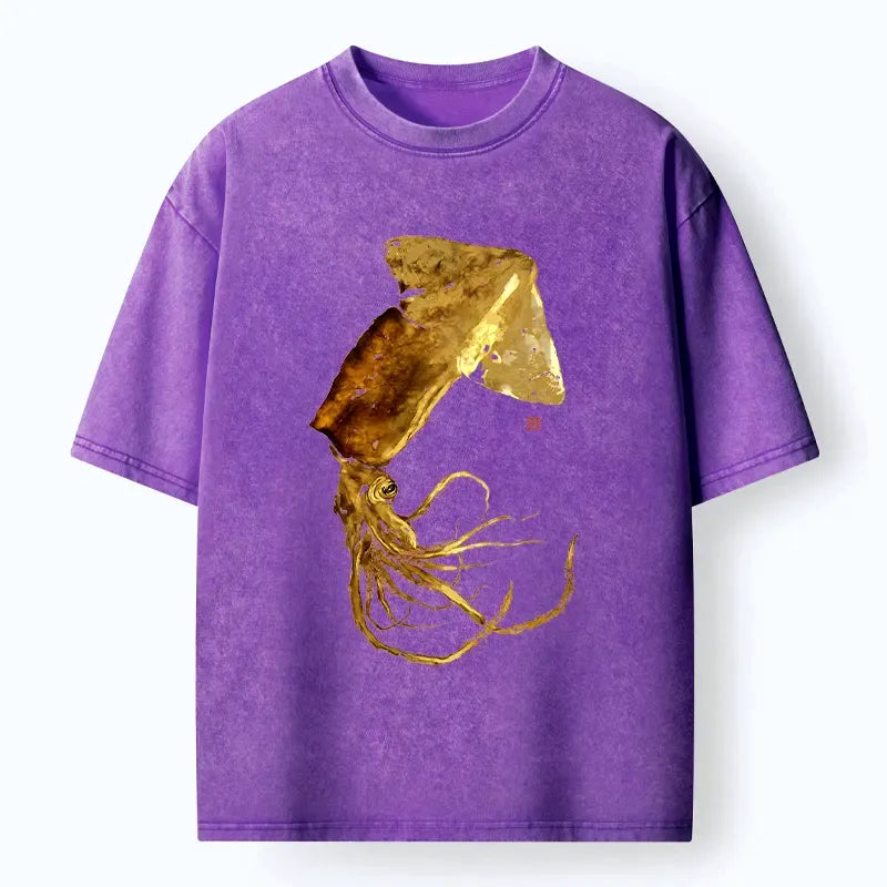 Kyoto-Lion Golden Squid Washed T-Shirt
