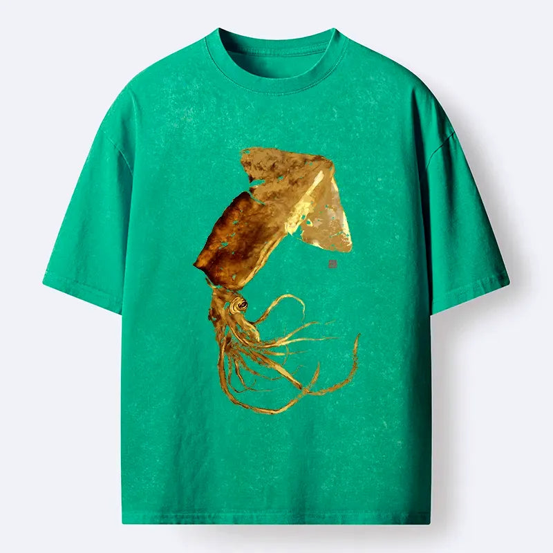 Golden Squid Washed T-Shirt for Summer