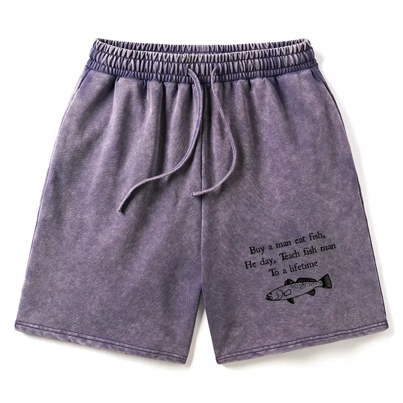 Kyoto-Lion Man Eat Fish Shorts Gift Idea