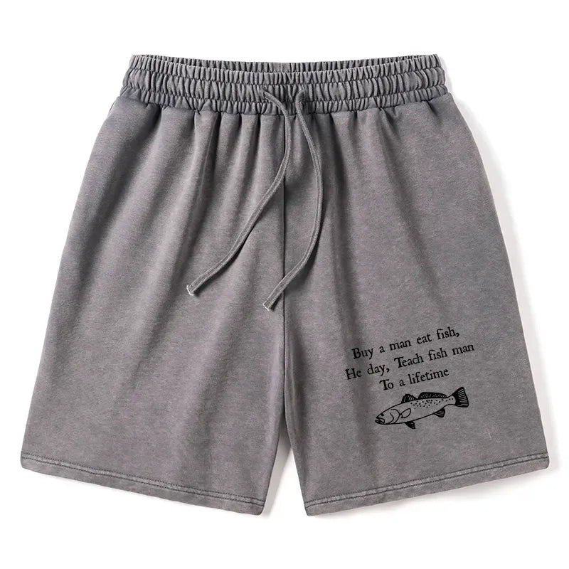 Kyoto-Lion Man Eat Fish Shorts Gift Idea