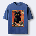 Vintage Ukiyo-e Washed T-Shirt for Daily Wear