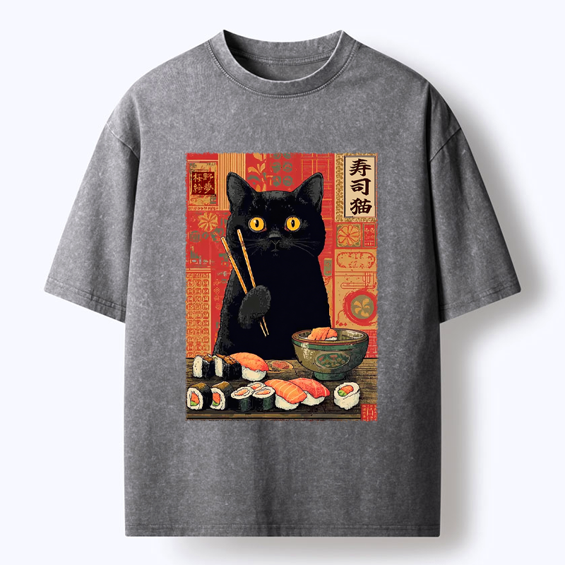 Japanese Cat Sushi T-Shirt on Sale