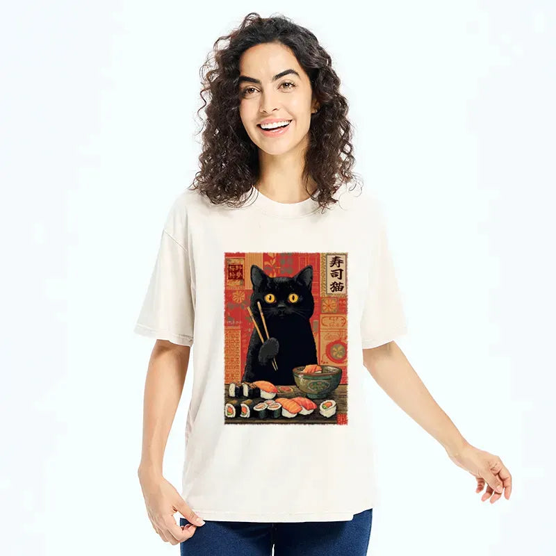 Japanese Cat Sushi T-Shirt on Sale